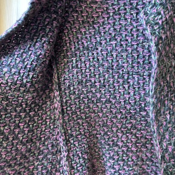 Benetton Wool Mohair Blend Sweater Open Cardigan Pink Green Black Blazer - Picture 7 of 8